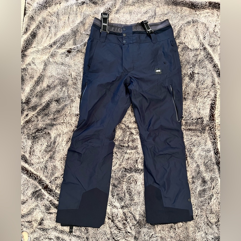 Men’s size XXL navy Picture snowboard pants with Helly Hansen suspenders